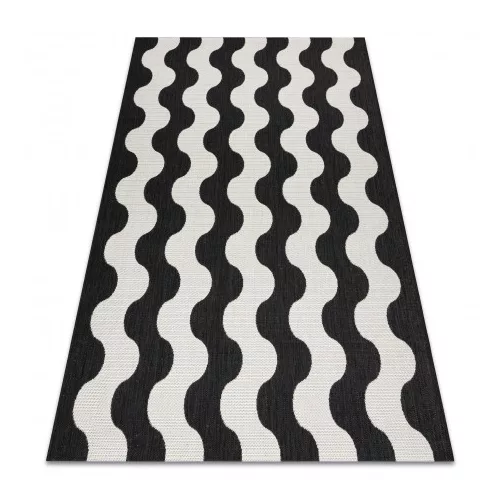 Kab. Covor plat din sisal împletit 49377690 Wave crem / negru 80x150 cm