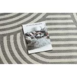 Kab. Covor plat din sisal împletit 49376637 Cercuri dungi gri / crem 80x150 cm