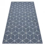 Covor plat din sisal țesut 48721/591  crem 3D albastru 80x150 cm