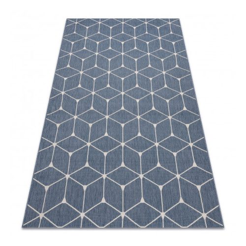 Covor plat din sisal țesut 48721/591  crem 3D albastru 80x150 cm
