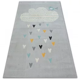    Kab. Covor pastel 18409/652 - Cloud Hearts Bird gri crem turcoaz 120x170 cm