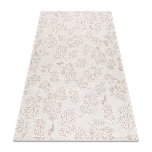 Covor plat din sisal țesut 48774/526 Frunze, crem roz 200x290 cm