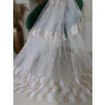  TRD. Perdea gata confecționată Brillant 77 model auriu alb 300x180cm