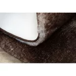 Covor modern LAPIN, Cerc, shaggy, covor lavabil, antiderapant, nuanța fildeșului / culoare ciocolata 100 cm