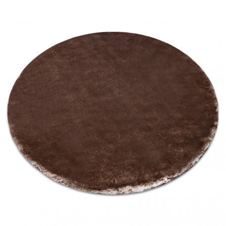 Covor modern LAPIN, Cerc, shaggy, covor lavabil, antiderapant, nuanța fildeșului / culoare ciocolata  180 cm
