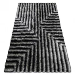 Covor modern FLIM 010-B3 covor shaggy, negru/gri 120x160 cm