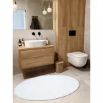 Covor modern lavabil POSH Cerc, shaggy, gros, antiderapant, nuanța fildeșului  80 cm