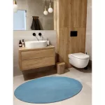 Covor modern lavabil POSH Cerc, shaggy, gros, antiderapant, albastru 80 cm