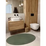 Covor modern lavabil POSH Cerc, shaggy, gros, antiderapant, verde 80 cm