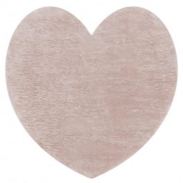    Kab. Covor modern lavabil SHAPE 3105 Heart shaggy - pluș roz pal, antiderapant 80x80 cm