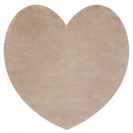    Kab. Covor modern lavabil SHAPE 3105 Heart shaggy - pluș bej, antiderapant 80x80 cm