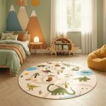 Ay. Coco 1131 bej covor rotund pentru copii 120 x 120 cm