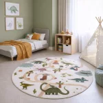 Ay. Coco 1131 crem covor rotund pentru copii 160 x 160 cm