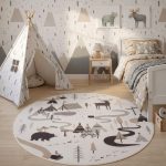 Ay. Coco 1135 crem covor rotund pentru copii 200 x 200 cm