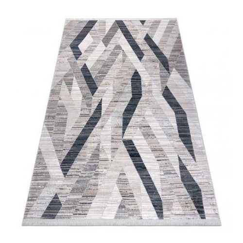 Covor modern REBEC, franjuri 51166B Figuri geometrice, - înălțime fir 2 albastru închis / crem 80x150 cm