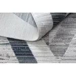 Covor modern REBEC, franjuri 51166B Figuri geometrice, - înălțime fir 2 albastru închis / crem 80x150 cm