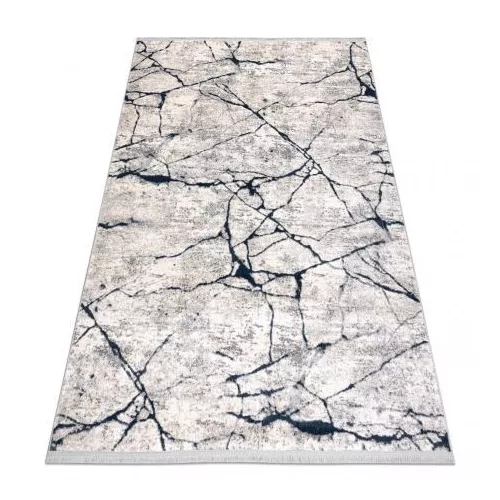 Covor modern REBEC, franjuri 51184A marmură -  - înălțime fir 2 crem / albastru închis 80x150 cm