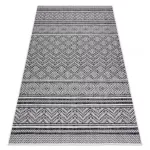 Covor țesut din sisal  SION zig-zag, Diamant Boho 22168 țesut plat, negru / ecru 120x170 cm