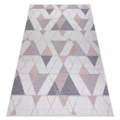 Covor țesut din sisal  SION Figuri geometrice, Triunghi, 3006 țesut plat, ecru / roz 120x170 cm