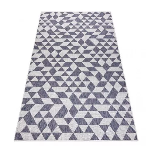 Covor țesut din sisal  SION Figuri geometrice, Triunghi, 22373 țesut plat, ecru / albastru / roz 140x190 cm