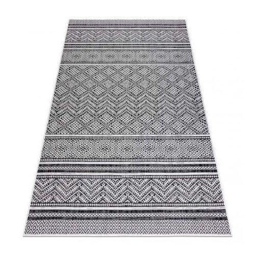 Covor țesut din sisal  SION zig-zag, Diamant Boho 22168 țesut plat, negru / ecru 160x220 cm