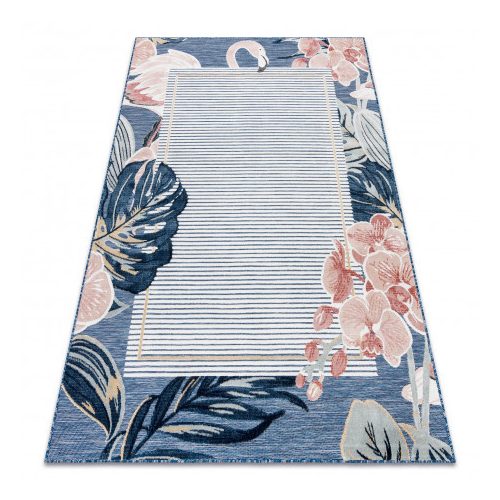 Covor BOTANIC 65240 Frunze, țesut plat- albastru închis 157x220 cm