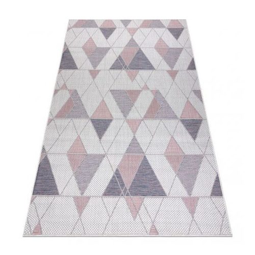 Covor țesut din sisal  SION Figuri geometrice, Triunghi, 3006 țesut plat, ecru / roz 160x220 cm