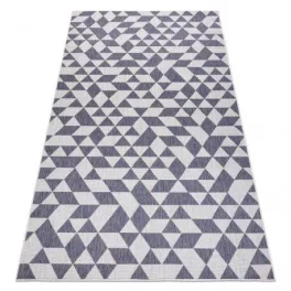   Covor țesut din sisal  SION Figuri geometrice, Triunghi, 22373 țesut plat, ecru / albastru / roz 180x270 cm