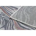 Covor țesut din sisal  SION valuri, 2836 țesut plat, ecru / albastru / roz 80x150 cm
