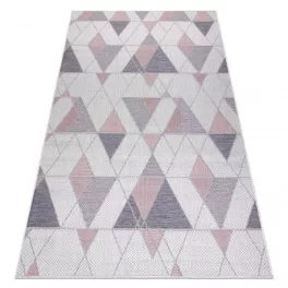   Covor țesut din sisal  SION Figuri geometrice, Triunghi, 3006 țesut plat, ecru / roz 80x150 cm