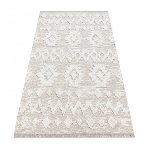 Covor tesut sizal  MOROC 22319 romb boho cu franjuri bej / crem 155x220 cm