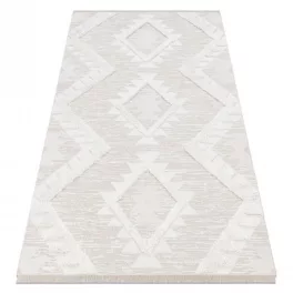   Covor tesut sizal  MOROC 22321 zigzag boho cu franjuri bej / crem 155x220 cm