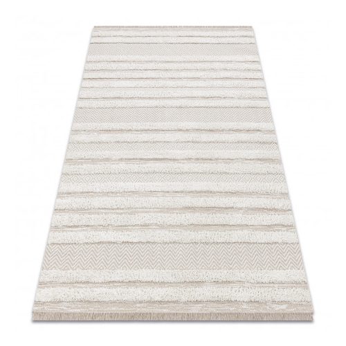 Covor tesut sizal  MOROC 22329 zigzag,  boho cu franjuri bej / crem 155x220 cm