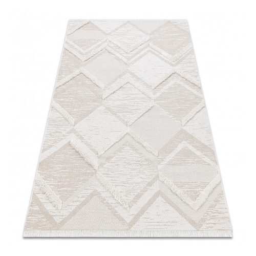 Covor tesut sizal  MOROC 22314 romb, boho cu franjuri bej / crem 155x220 cm