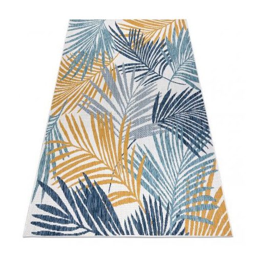 Covor țesut din sisal  COOPER Frunze 22258 ecru / albastru închis 160x220 cm