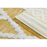  Kab. Covor împletit din sisal boho MOROC diamond 22297 franjuri - lână pe două niveluri galben / crem, covor reciclat 175x270 cm