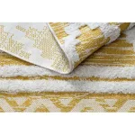  Kab. Covor împletit din sisal boho MOROC diamond 22297 franjuri - lână pe două niveluri galben / crem, covor reciclat 175x270 cm