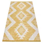  Kab. Covor împletit din sisal boho MOROC diamond 22312 franjuri - lână pe două niveluri galben / crem, covor reciclat 175x270 cm