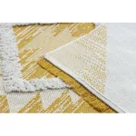  Kab. Covor împletit din sisal boho MOROC diamond 22312 franjuri - lână pe două niveluri galben / crem, covor reciclat 175x270 cm