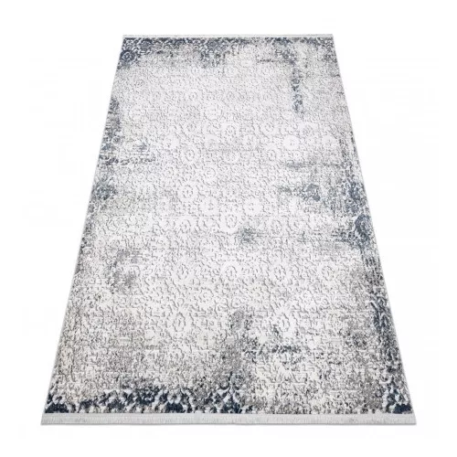 Covor modern REBEC, franjuri 51172A - înălțime fir 2 crem / albastru închis 80x150 cm