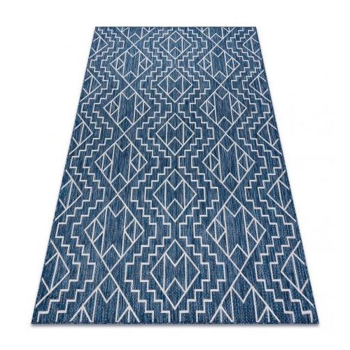 Țesut Sizal covor SION Geometric, DIAMANT 21778 țesut plat albastru închis/ ecru 160x220 cm