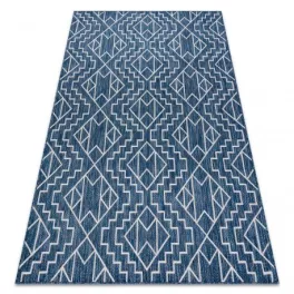   Țesut Sizal covor SION Geometric, DIAMANT 21778 țesut plat albastru închis/ ecru 180x270 cm