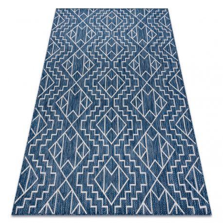 Țesut Sizal covor SION Geometric, DIAMANT 21778 țesut plat albastru închis/ ecru 200x290 cm