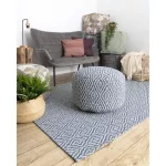 Covor țesut din sisal  CASA ECO boho  Diamant 22084 albastru închis / galben, covor reciclat 114x170 cm