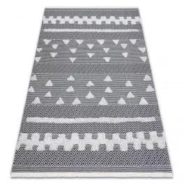   Covor țesut din sisal  boho MOROC Figuri geometrice, 22321 franjuri - înălțime fir 2 crem / gri, covor reciclat 136x190 cm