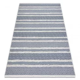   Covor țesut din sisal  boho MOROC 22328 franjuri - înălțime fir 2 crem / albastru închis, covor reciclat 136x190 cm
