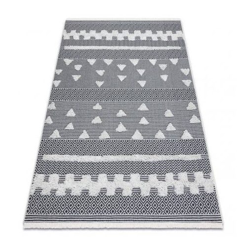 Covor țesut din sisal  boho MOROC Figuri geometrice, 22321 franjuri - înălțime fir 2 crem / gri, covor reciclat 155x220 cm