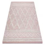 Tesut Sizal covor boho MOROC diamant 22297 franjuri - douá straturi láná róz/ crem,  covor reciclat 194x290 cm