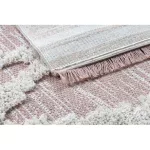 Tesut Sizal covor boho MOROC diamant 22297 franjuri - douá straturi láná róz/ crem,  covor reciclat 194x290 cm