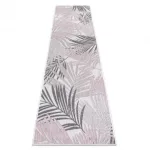 Covor țesut din sisal  SION Traversa, Frunze 2837 țesut plat, ecru / roz 60x250 cm